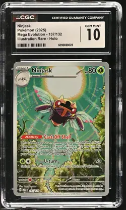 Pokemon GRADED Ninjask 137/132 Mega Evolution Illustration Rare 10 CGC ENGLISH - Image 1