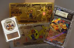 Pokemon Themed Lot W/Gold/Silver Foil Banknotes|charizard Medal| Charizard Ex 10 - Image 1