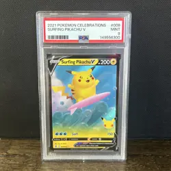 2021 Pokemon TCG Celebrations Surfing Pikachu V 008/025 PSA 9 - Image 1