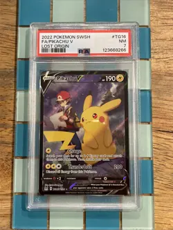 GRADED PSA 7 2022 Pokemon SWSH FA/Pikachu V Lost Origin #TG16 - Image 1
