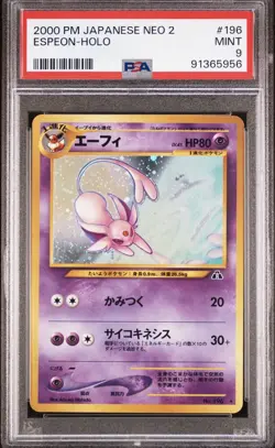 PSA 9 Espeon Holo #196 Japanese Neo 2 2000 Pokemon Card MINT - Image 1