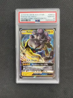 Pokemon TCG 2018 SM BLACK STAR Raikou GX HOLO PROMO SM121 PSA 10 - Image 1