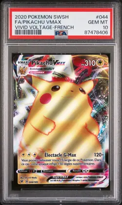 Carte Pokemon Pikachu VMAX 044/185 PSA 10 Voltage Eclatant Epee Et Bouclier FR - Image 1