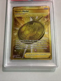 Pokemon TCG Hero's Medal Gold Secret Rare Card 201/185 Vivid Voltage PSA 6 EX-MT - Image 1