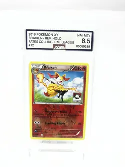 Pokemon Card Braixen 12/124 - Pokemon League Promo - XY Fates Collide - AGS 8.5 - Image 1