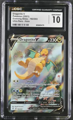 CGC 10 Dragonite V Evolving Skies 192/203 Ultra Rare Holo Pokemon Card - Image 1