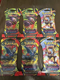 Pokemon Phantasmal Flames Sleeved Booster Pack Lot (6 Packs) – Factory Sealed. - Image 1