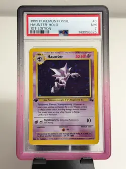 1999 POKEMON FOSSIL 1ST EDITION #6 HAUNTER-HOLO PSA 7 - Image 1