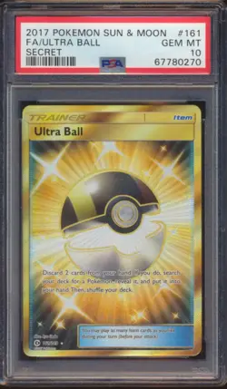 2017 POKEMON SUN & MOON ULTRA BALL #161 SECRET RARE FULL ART PSA 10! - Image 1