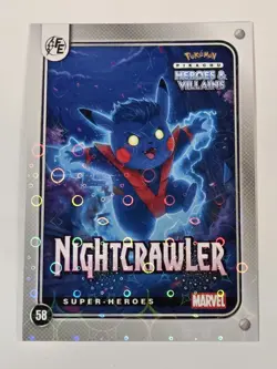 Nightcrawler Pikachu Cosplay 58 Lazer Holo Heros & Villains Edition Xmen Pokemon - Image 1