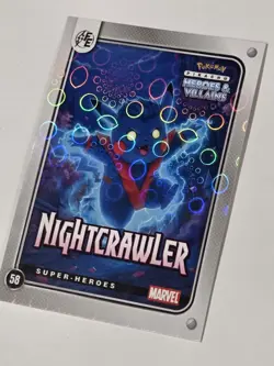 Nightcrawler Pikachu Cosplay 58 Lazer Holo Heros & Villains Edition Xmen Pokemon - Image 2
