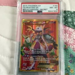 Pokemon card, FA /Mewtwo EX Secret rare Holo graded 8 - Image 1