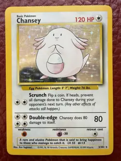 Chansey 3/102 Holo Base Set 1999 WOTC Pokemon Card Vintage Rare - Image 1