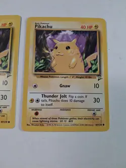 1995 Pikachu Gnaw Pokemon Card 58/102 40 HP Rare 2 Cards in Lot - Image 3