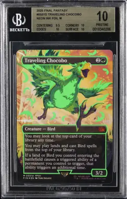 2025 MTG FINAL FANTASY COLORFUL CHOCOBOS-NEON INK GREEN TRAVELING CHOCOBO BGS 10 - Image 1