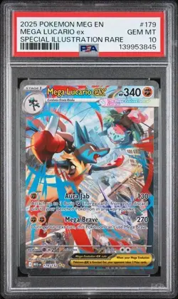 2025 POKEMON MEG EN-MEGA EVOLUTION #179 MEGA LUCARIO EX PSA 10 - Image 1
