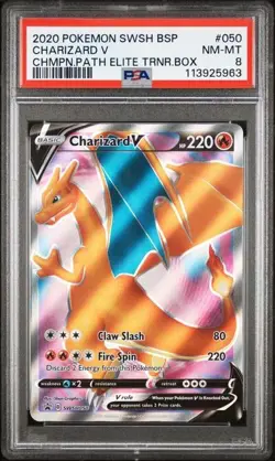 CHARIZARD V 2020 Pokemon SWSH Black Star Promo Champion's Path #50 PSA 8 - - Image 1