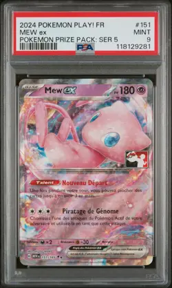 Carte Pokemon Mew EX 151/165 PSA 9 Mew 151 Pack Recompense Series 5 - Image 1