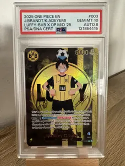 2025 BVB X ONE PIECE AUTOGRAPHED MATCH DAY 2025 MONKEY D. LUFFY PSA 10 #003 - Image 1