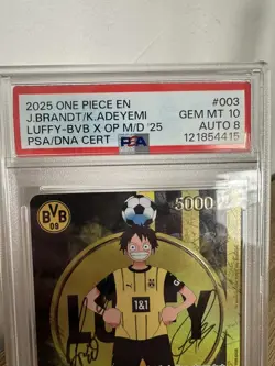 2025 BVB X ONE PIECE AUTOGRAPHED MATCH DAY 2025 MONKEY D. LUFFY PSA 10 #003 - Image 4