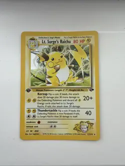 WOTC Pokemon Gym Challenge Lt. Surge's Raichu 11/132 Holo Rare vintage 2000 - Image 1