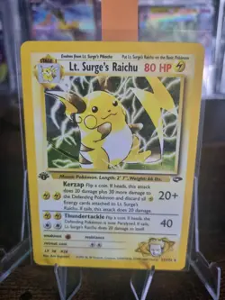 Pokemon Gym Challenge 1st Edition Holo Lt. Surge's Raichu Card 11/132 - Image 1