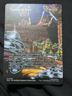 1x Trouble in Pairs, TMNT, Borderless Art PZA 0003, Magic MTG NM - Image 1
