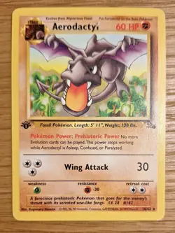 1st Edition Aerodactyl 16/62 Fossil Set Pokemon Card WOTC LP/Played - Image 1