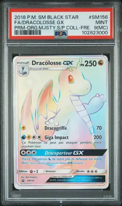 Carte Pokemon Dracolosse GX SM156 PSA 9 MISSCUT Majeste Des Dragons Promo SM - Image 1