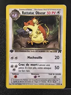 Carte Pokemon Rattatac Obscur 51/82 Edition 1 Ed 1 Team Rocket Wizards 1 - Image 2