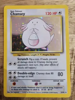 Chansey 3/102 Base Set Holo Rare Pokemon Card 1999 WOTC TCG Vintage Pokemon - Image 1