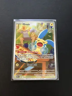 Minun 194/182 - SV04: Paradox Rift Illustration Rare Pokemon Card - Image 1