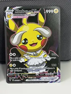 Albedo Pikachu VCOS Cosplay Full Art Holo Pokemom Card - Image 1