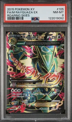 Mega M Rayquaza FA EX 105/108 Pokemon Roaring Skies 2015 PSA 8 Low Pop - Image 1