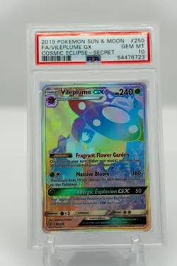 Vileplume Gx 250/236 Secret Cosmic Eclipse Pokemon PSA 10 - Image 1