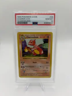 1999 POKEMON BASE SET SHADOWLESS #24 CHARMELEON PSA 10 - Image 1