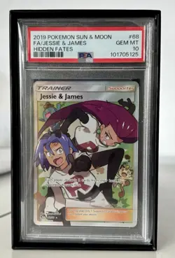 2019 POKEMON SUN & MOON HIDDEN FATES #68 FULL ART/JESSIE & JAMES PSA 10 - Image 1