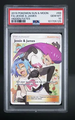 2019 POKEMON SUN & MOON HIDDEN FATES #68 FULL ART/JESSIE & JAMES PSA 10 - Image 3