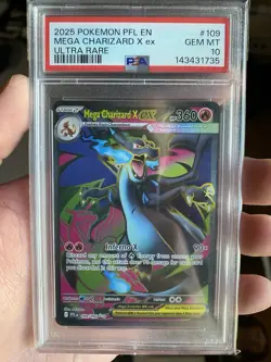Pokemon 2025 Mega Charizard X ex 109 Ultra Rare Phantasmal Flames GEM MT PSA 10 - Image 1