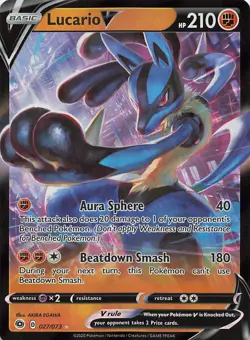 Lucario V 027/073 Holo V Rare Champion's Path Pokemon Near Mint - Image 1