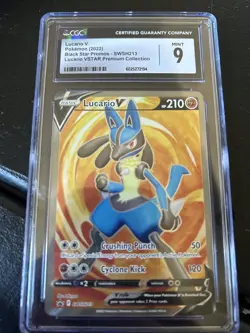Pokemon 2022 Lucario V SWSH213 Full Art Black Star Promo MINT CGC 9 - Image 1