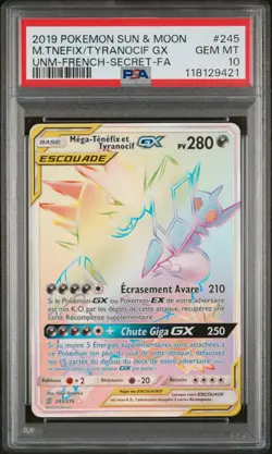Carte Pokemon Mega-Tenefix et Tyranocif GX 245/236 PSA 10 POP 5 !! Soleil & Lune - Image 1
