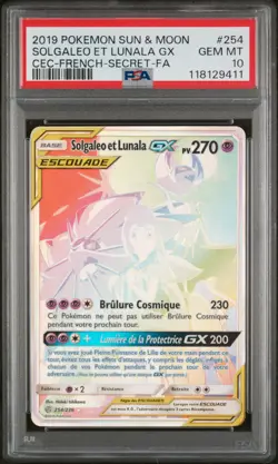 Carte Pokemon Solgaleo et Lunala 254/236 PSA 10 Rainbow Eclipse Cosmique FR SL - Image 1