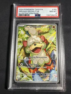 Pokemon TCG Hisuian Growlithe Sv06 Illustration Rare PSA 8 181/167 - Image 1