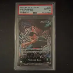 Bandai 2025 One Piece OP12-020 Roronoa Zoro Leader Foil Alt Art PSA 10 EN - Image 1