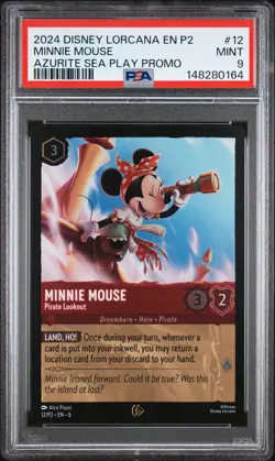 2024 DISNEY LORCANA EN P2-PROMO #12 MINNIE MOUSE - PIRATE LOOKOUT PSA 9 - Image 1