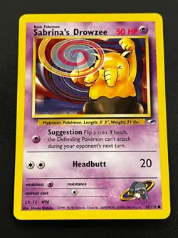 Sabrina's Drowzee 92/132 - Gym Heroes Vintage WOTC Pokemon TCG Card LP - Image 1
