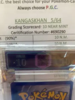kangaskhan 5/64 graded 10 near mint PGC old 1999 pokemon card rare holo - Image 3
