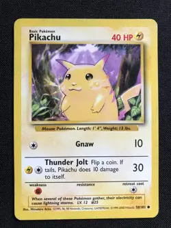 Pikachu Yellow Cheeks Pokemon Card 58/102 Base Set WOTC - Image 1