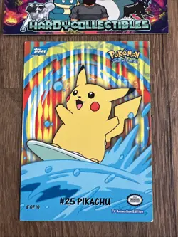 Pokemon 2000 #25 Pikachu Surfing Series 2 Topps Card Rare Blue Logo 1st ED Print - Image 1